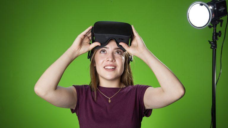 student using VR headset